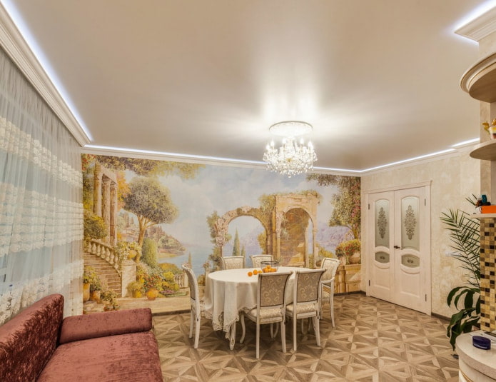 soffitto teso opaco di colore beige