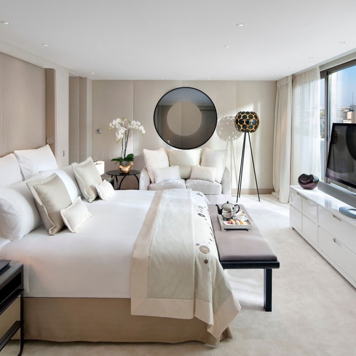 ampia camera da letto in stile moderno