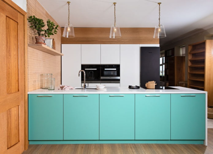 cucina turchese in stile scandinavo