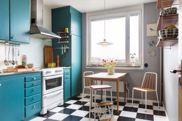 cucina turchese in stile scandinavo
