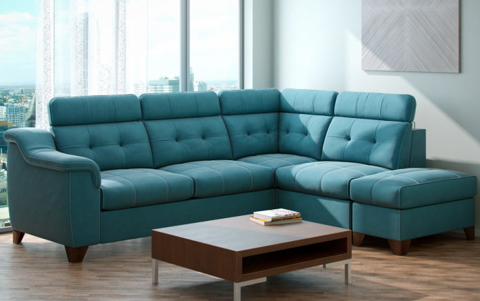 divano angolare turchese all'interno