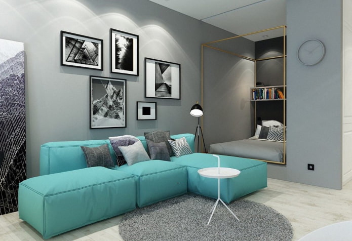 divano modulare turchese all'interno