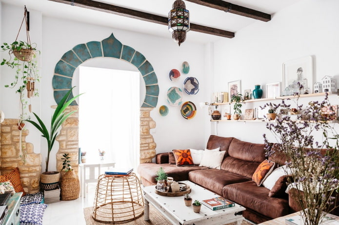 soggiorno in stile boho