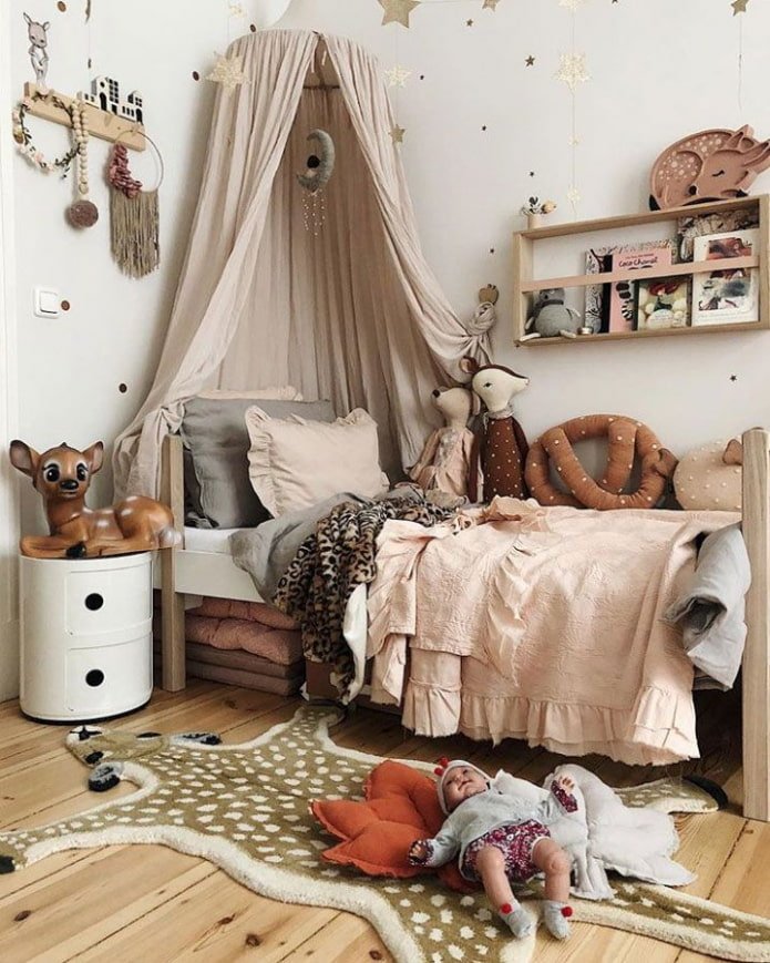 cameretta per bambini in stile boho