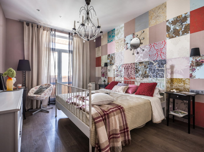 carta da parati di carta nell'interno della camera da letto