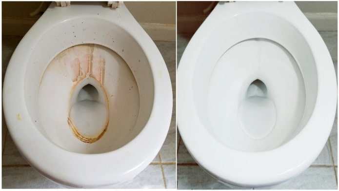 WC prima e dopo la pulizia con il gel Cillit BANG
