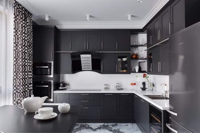 set da cucina nero all'interno