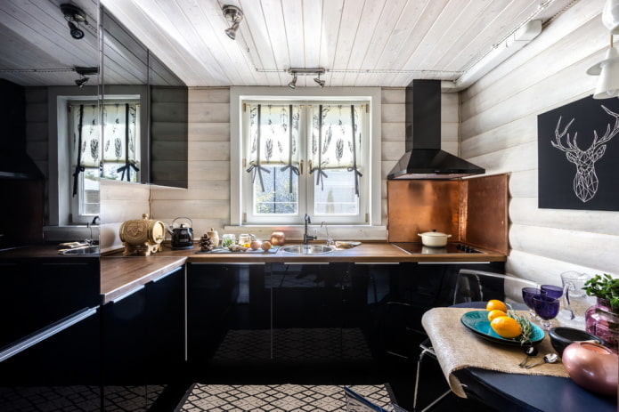 set da cucina nero all'interno