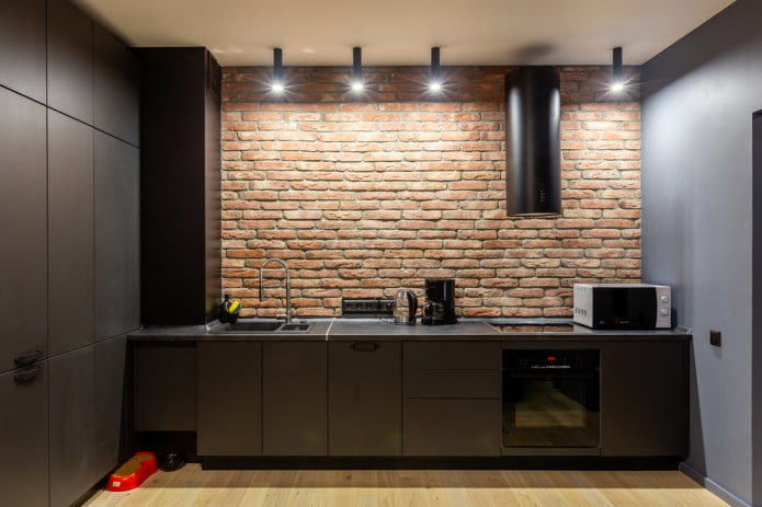 decorazione nell'interno della cucina nei toni del nero