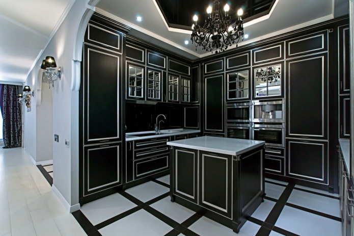 cucina nera in stile art déco