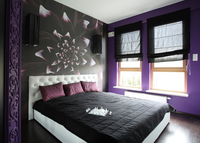 combinazione di colori nell'interno della camera da letto