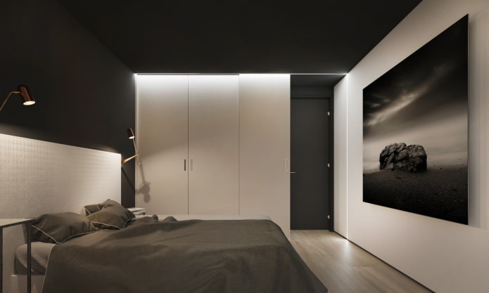 combinazione di colori nell'interno della camera da letto