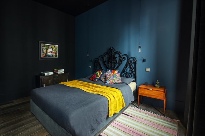 combinazione di colori nell'interno della camera da letto