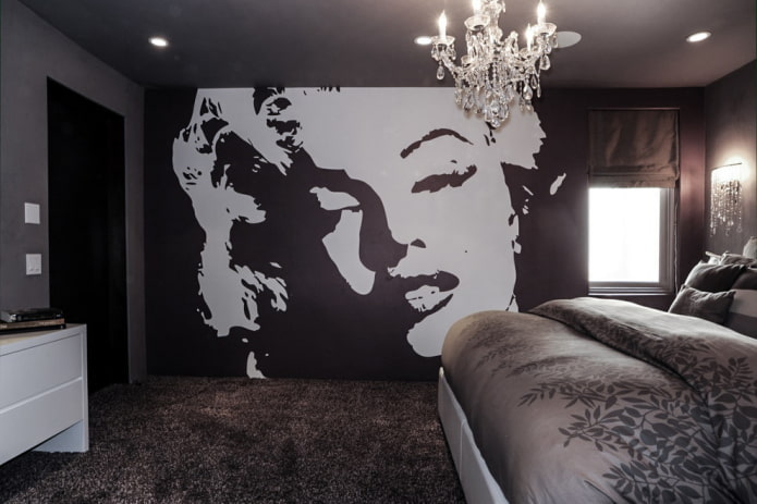 design degli interni della camera da letto nei toni del nero