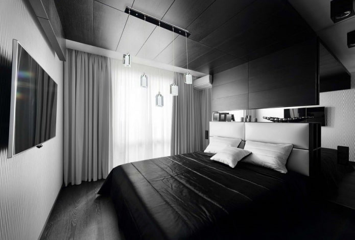 decorazione camera da letto in bianco e nero