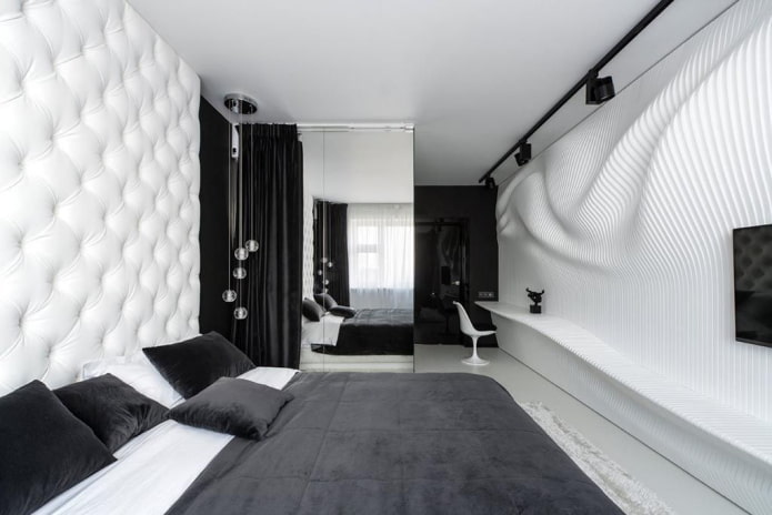 decorazione camera da letto in bianco e nero