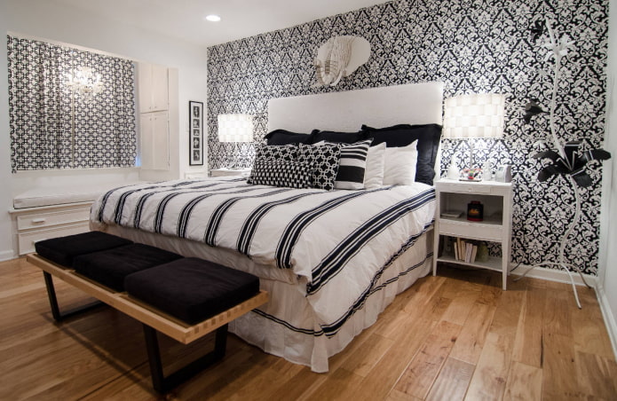 decorazione camera da letto in bianco e nero