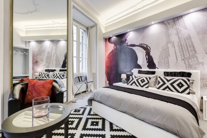 decorazione camera da letto in bianco e nero