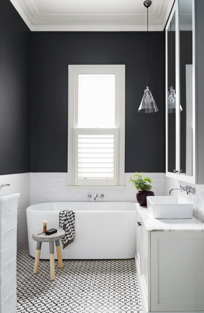 parete bicolore nel bagno