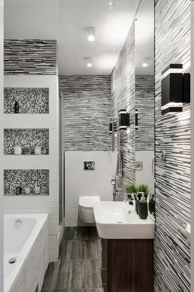 mobile lavabo in legno nel bagno