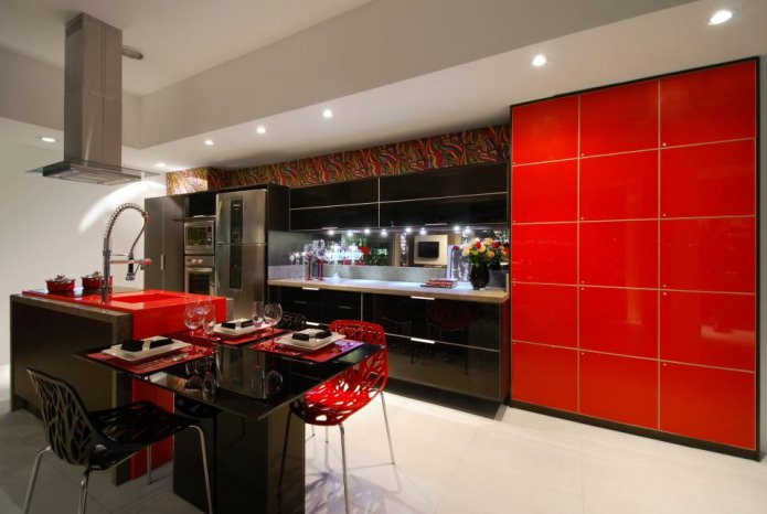 Set da cucina nero e rosso