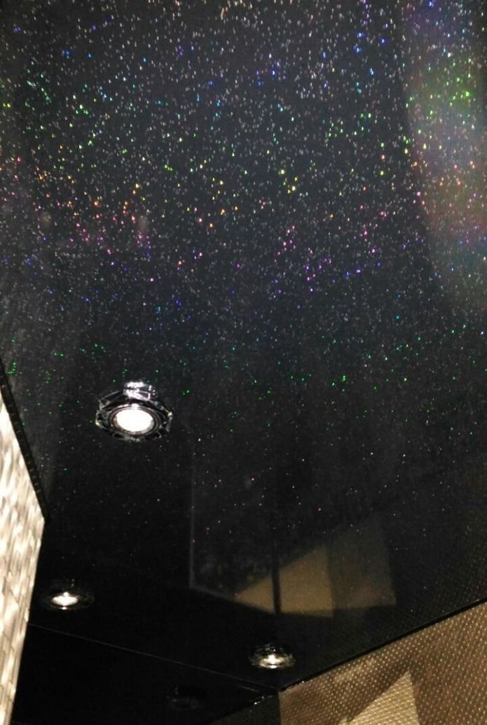 tessuto elasticizzato nero con glitter