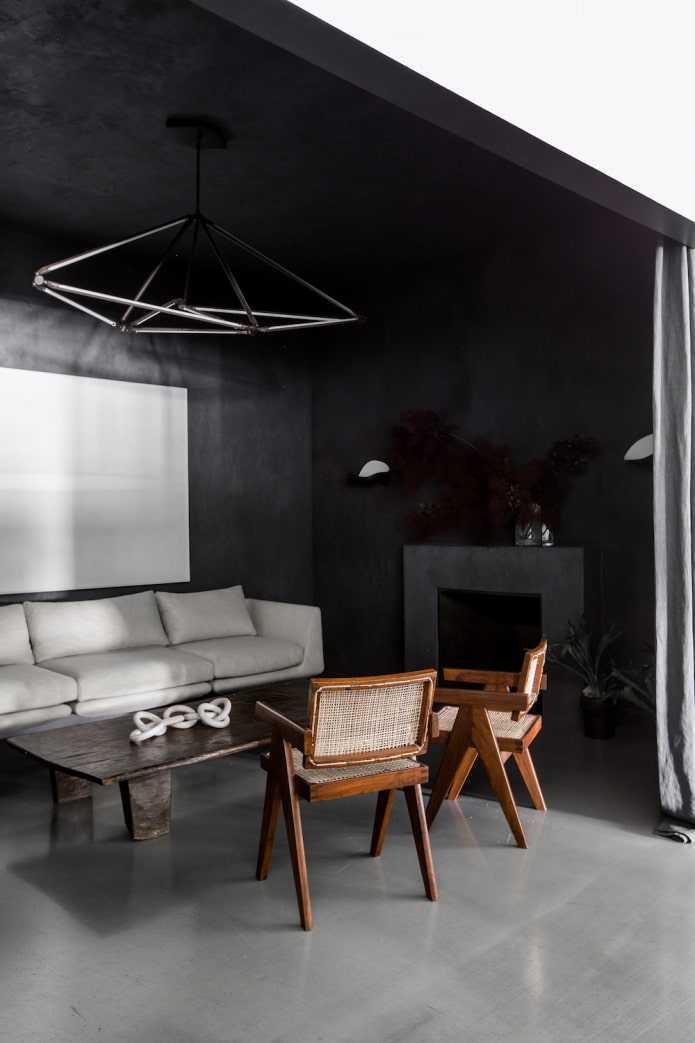 pareti e soffitto neri