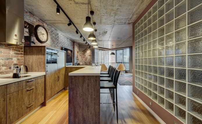 mattoni di vetro stile loft