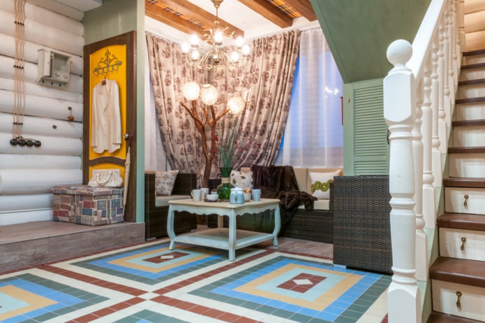 interno di una casa in tronchi