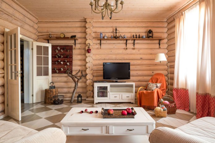 interno di una casa in tronchi
