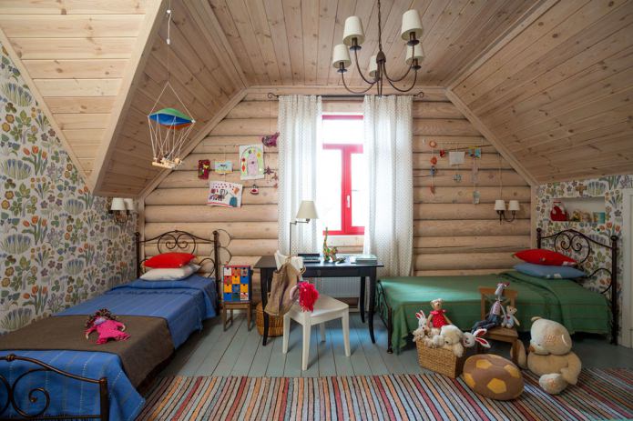camera da letto per bambini in mansarda
