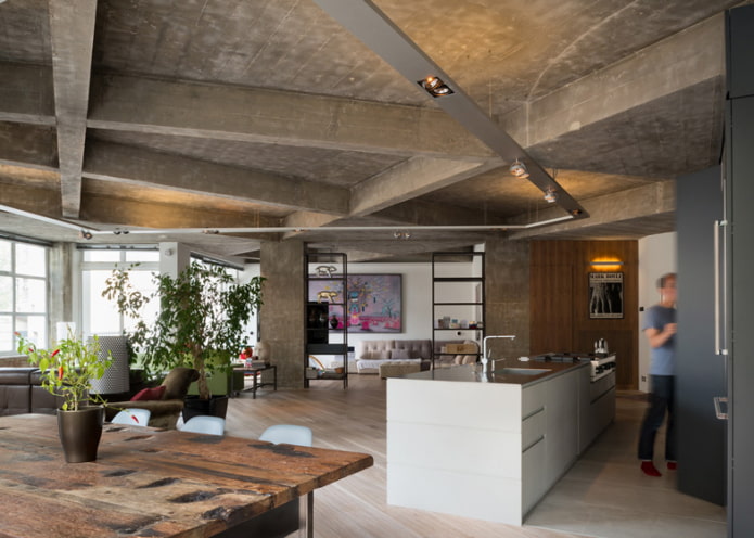 soffitto con travi in cemento