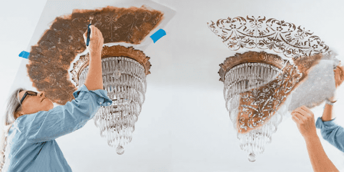 decorazione del soffitto con uno stencil