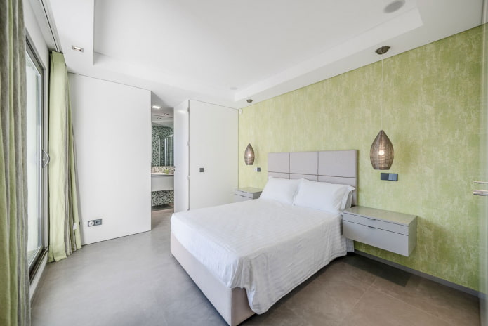 intonaco verde nell'interno della camera da letto