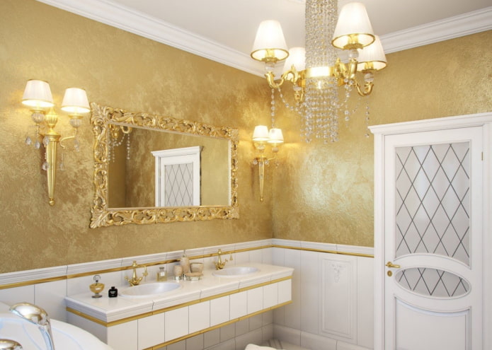 intonaco dorato all'interno del bagno