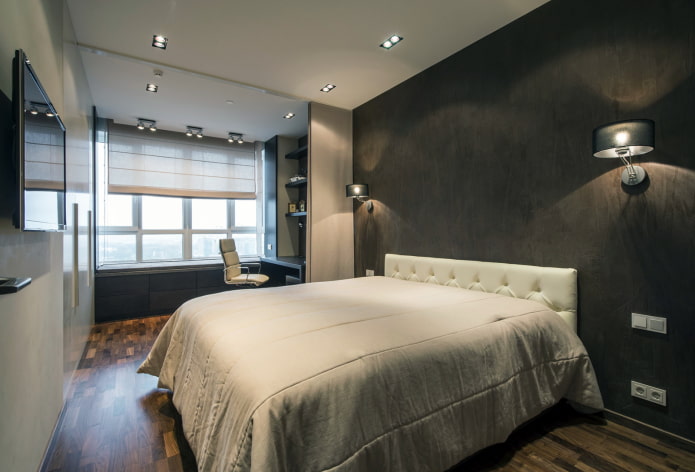 intonaco nero nell'interno della camera da letto