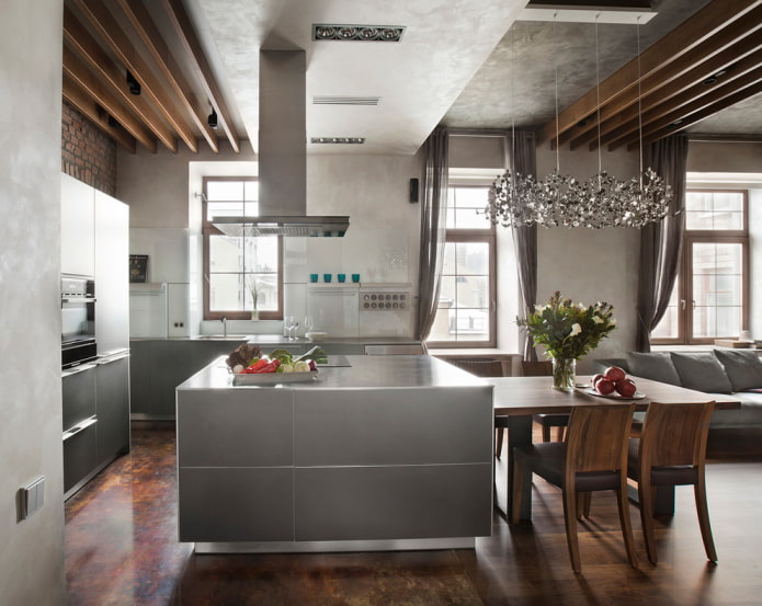 intonaco in cucina-soggiorno