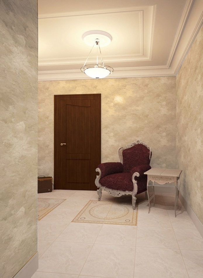 intonaco strutturato all'interno del corridoio