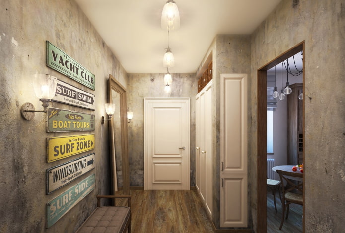 intonaco nel corridoio in stile loft