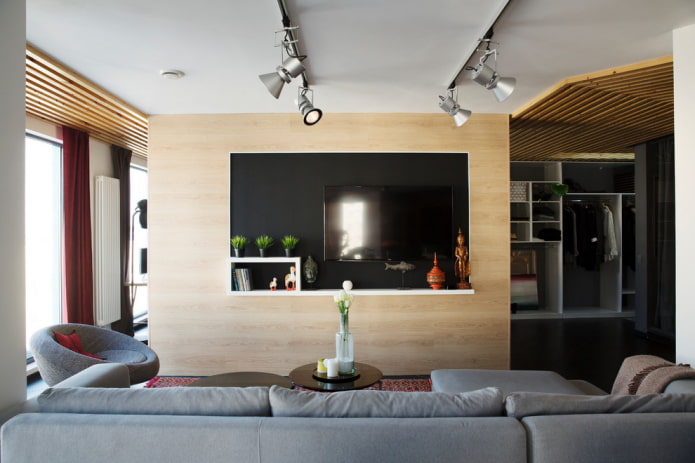 parete divisoria in legno all'interno