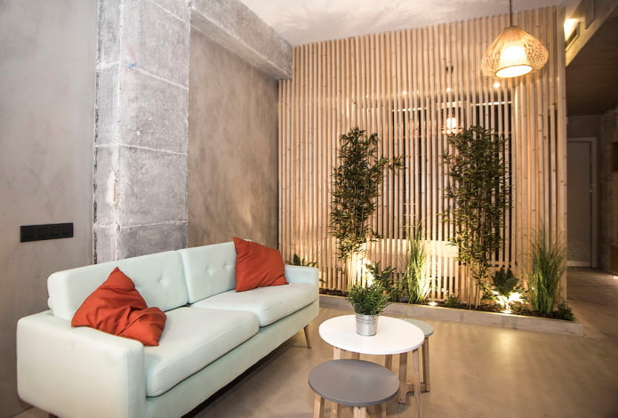 parete divisoria con piante all'interno