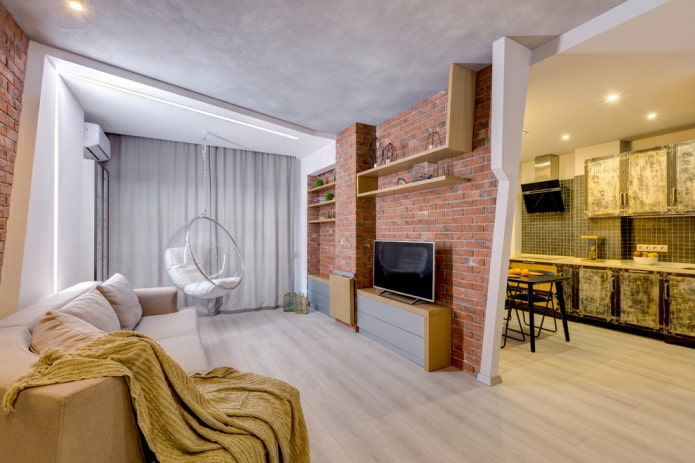 parete divisoria negli interni in stile loft