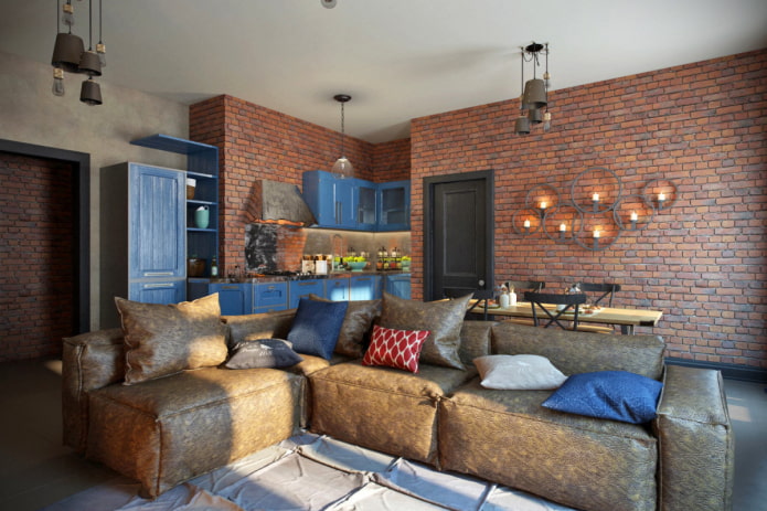 finitura decorativa in mattoni in stile loft
