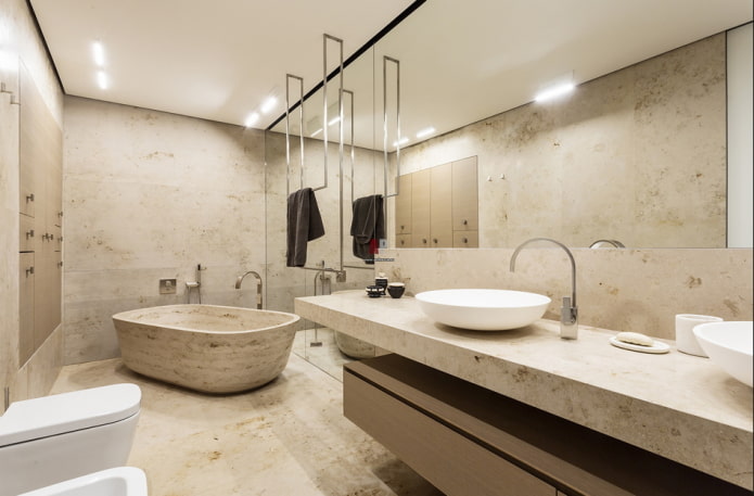 vasca da bagno decorativa in pietra all'interno