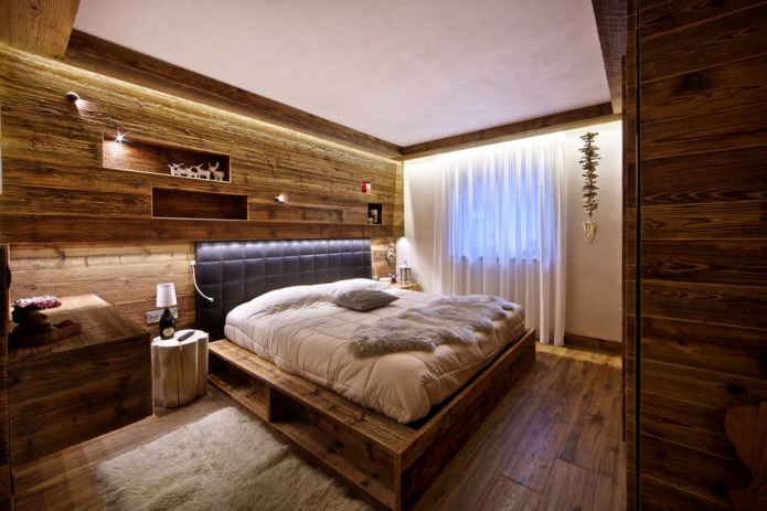 camera da letto in stile chalet