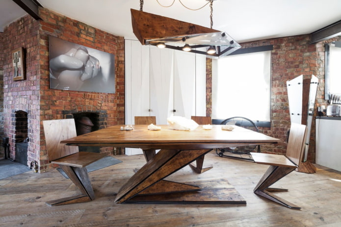 tavolo in legno per interni in stile loft
