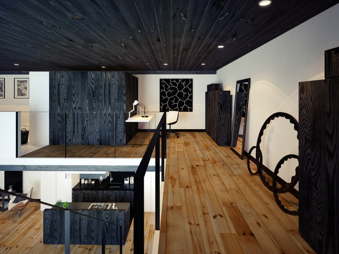 soffitto in legno nero all'interno
