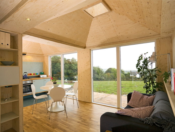 pannello del soffitto nell'interno della cucina-soggiorno