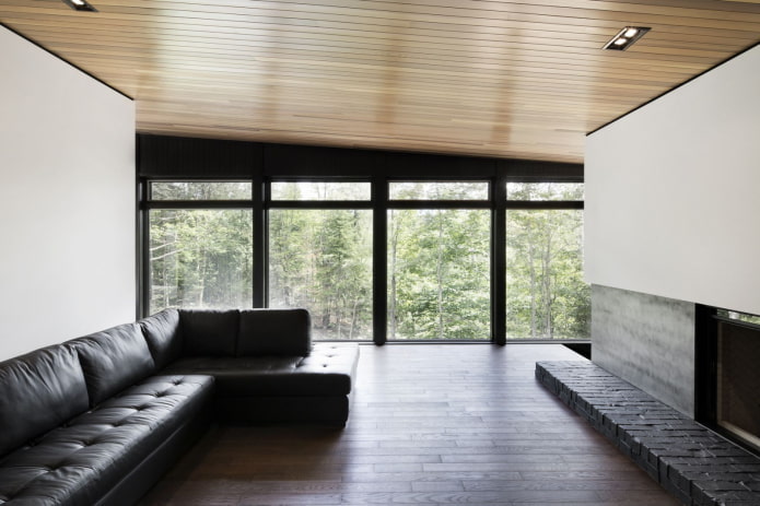 design del soffitto in legno a un livello