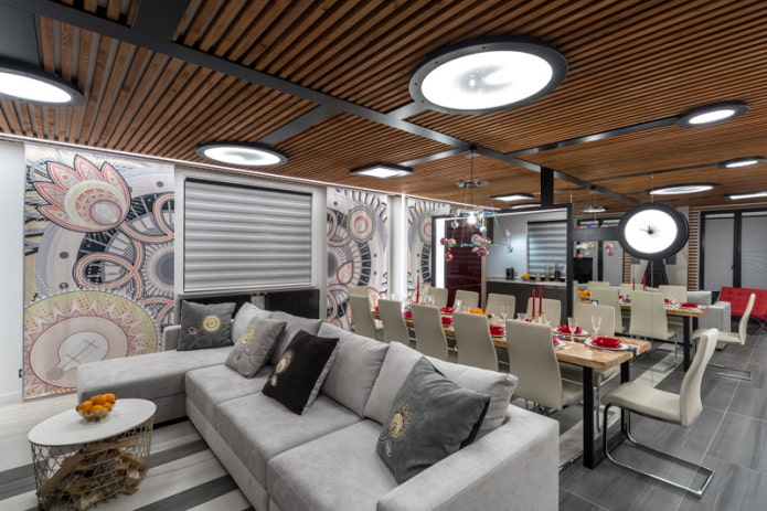 soffitto a doghe di legno 
